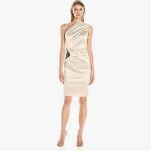 Eliza J Beaded One Shoulder Satin Dress Size 6
